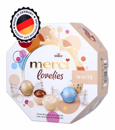 Pralinkové čokolády ku dňu babičky MERCI Lovelies White 185g DARČEK