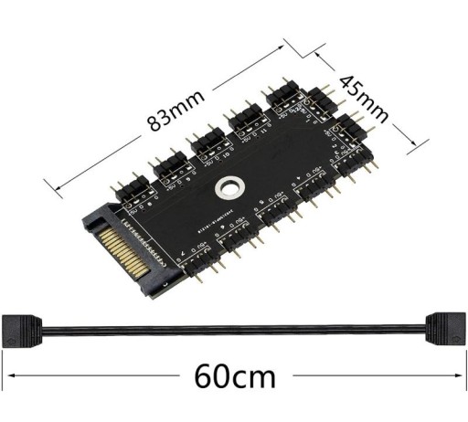 Hub SATA Splitter 12x aRGB 5V LED 3PIN