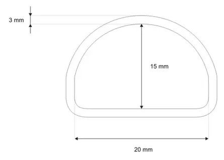 Polkruh 20/15/3 mm Čierna matná 10ks Polkruh D-RING