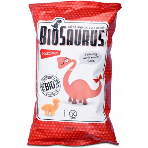 Biosaurus Kukuričné lupienky s príchuťou kečupu 50g