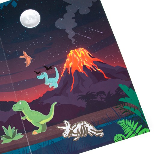 Opakovane použiteľné nálepky Kidea Dinosaury 27 3D nálepky + scenéria na hranie