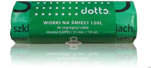 Vrecia na odpad 120l, 10ks, BODKY, na triedenie skla, pevné (LDPE), 31m