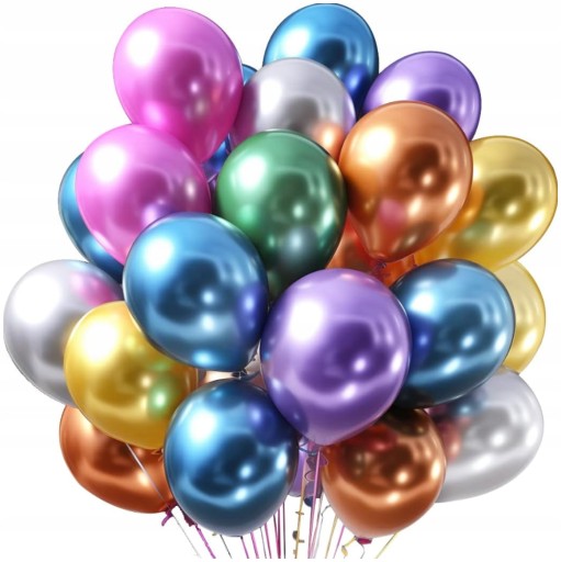 Farebné metalické balóny, chróm, balón k 1-99. narodeninám VEĽKÉ 26 cm - 50 ks