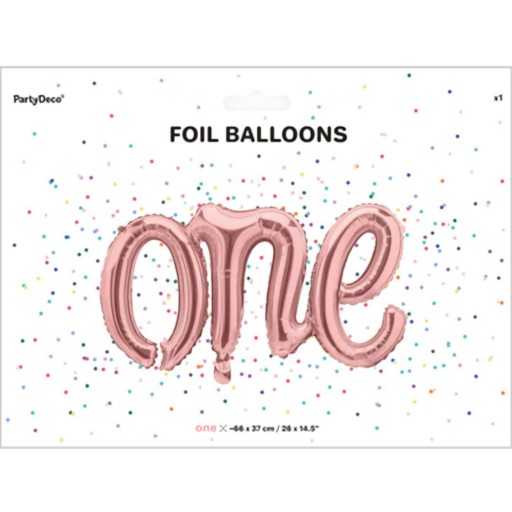 Fóliový balón s nápisom ONE YEAR PINK GOLD, veľ