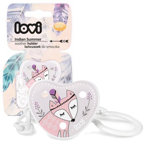 LOVI CHAIN RIBBON klip na cumlík INDIAN SUMMER GIRL PINK FOX 0M
