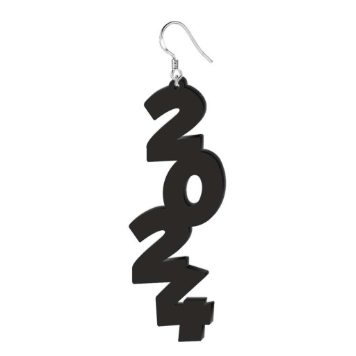 Akrylové NÁUŠNICE NEW YEAR 2024 plexi NEW YEAR čierne ČÍSLA čierne