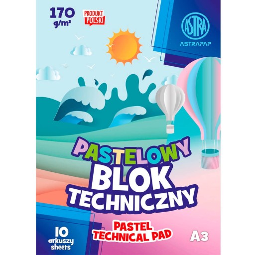 Technický blok Astra 10 pastelových listov A3