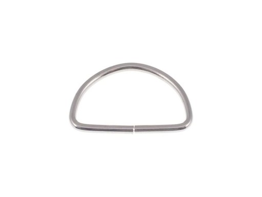 Kovový polkruhový D-krúžok 40/25/3 mm, Nikel 2 ks