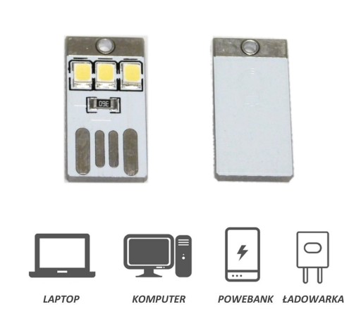 Mini USB lampa, LED kľúčenka 5V/0,3W BIELA