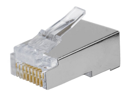 RJ45/8P8C Zástrčka STP cat.6, krútená dvojlinka, drôt/lanko AWG24-26, priechodná, 10 ks.