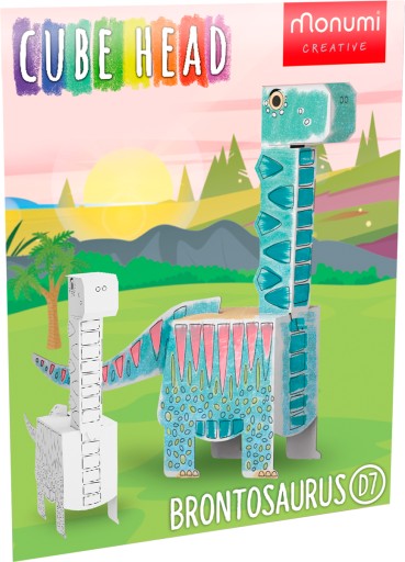 Monumi Cubehead Dino 3D omaľovánka brontosaurus