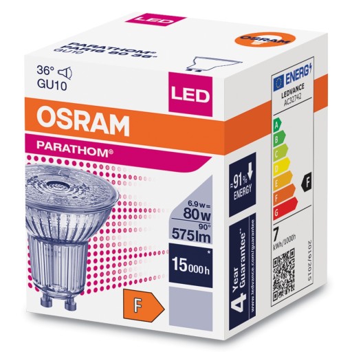 GU10 LED žiarovka 6,9W = 80W 575lm 4000K 36° OSRAM