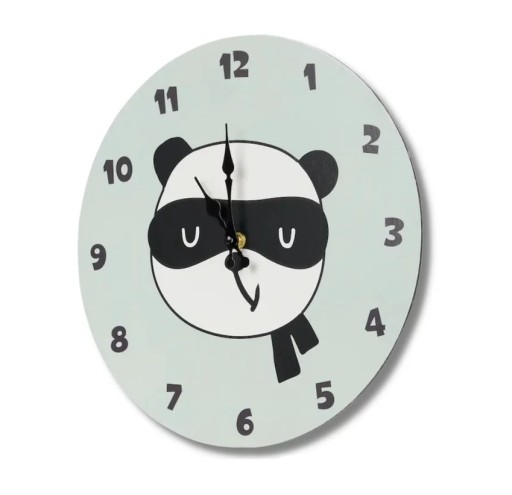Detské nástenné hodiny, mätová panda, 33 cm