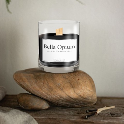 BELLA OPIUM - PRÍRODNÁ SÓJOVÁ VONNÁ SVIEČKA V SKLE S VÔŇOU PARFÉMU