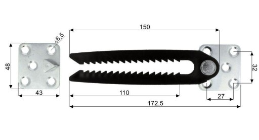 Nábytková spojka na čalúnený nábytok, pohovky, postele, krokosvorka 172mm