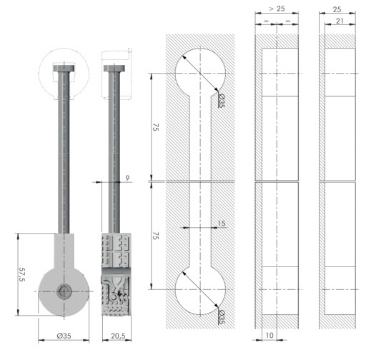 KONEKTOR PRE PRIPOJENIE K RÝCHLYM DESKÁM 8X150MM Konektor + Italiana box