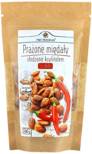 Pražené mandle s čili, sladené bezlepkovým xylitolom
