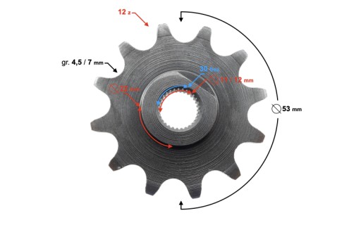 Predné výstupné ozubené koleso Romet motor bike 415-12z