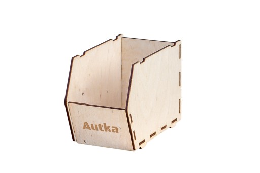 DREVENÝ dielenský box, gravírovaná nádoba