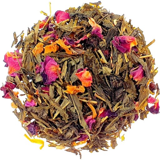 Zelený čaj Sencha Listová Gejša kvety ruže Schisandra 50g