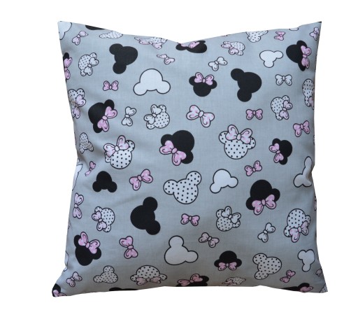 Bavlnená obliečka na vankúš Minnie Mouse, ružová a sivá