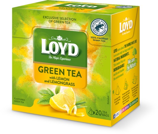 Zelený čaj v pyramídach Loyd lemongrass/citrón 20 ks