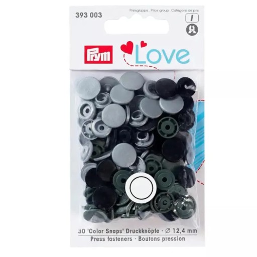 Plastové patentky Prym Love - šedé 30 ks