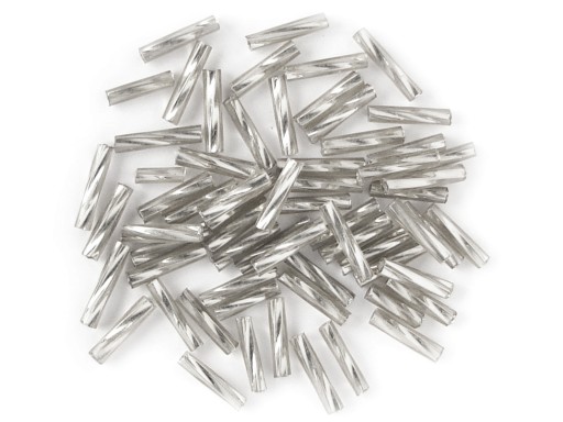 Sklenené korálky kučeravá trubička SLAMA 9x2mm 10g 190ks 9W03sr