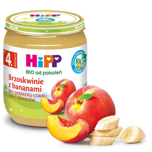 HiPP Bio broskyne a banány, 125g