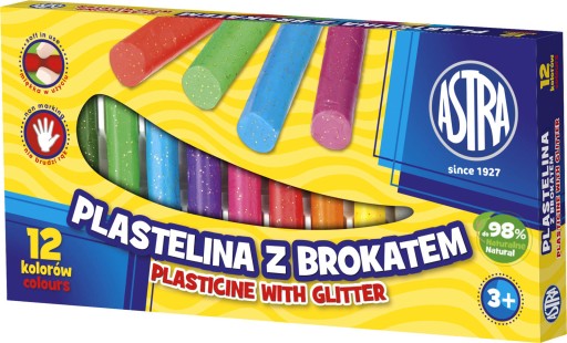 Astra plastelína s trblietkami 12 farieb 303107001 A
