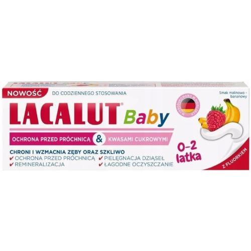 LACALUT detská zubná pasta pre deti 0-2 roky s príchuťou malina a banán 55ml