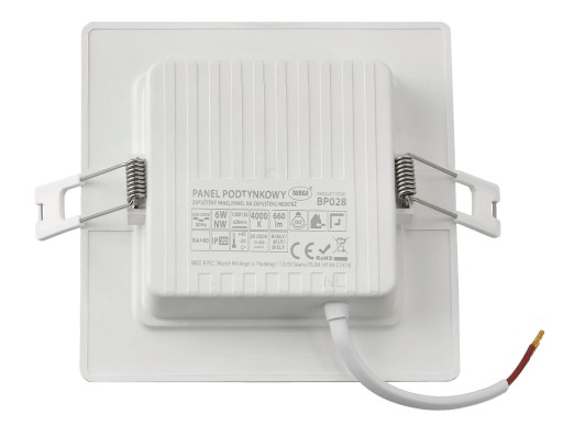 LED stropné svietidlo, zápustné, zápustné, 6W, 660lm, 4000K, biele