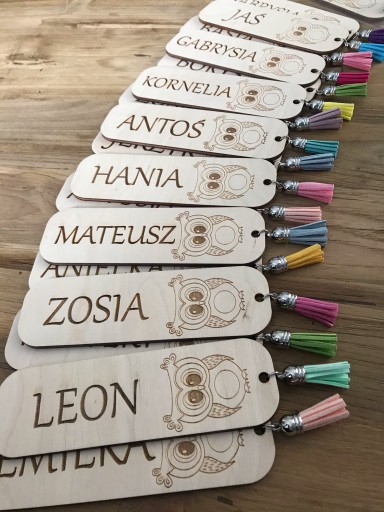 Drevená záložka s menom, škola, škôlka