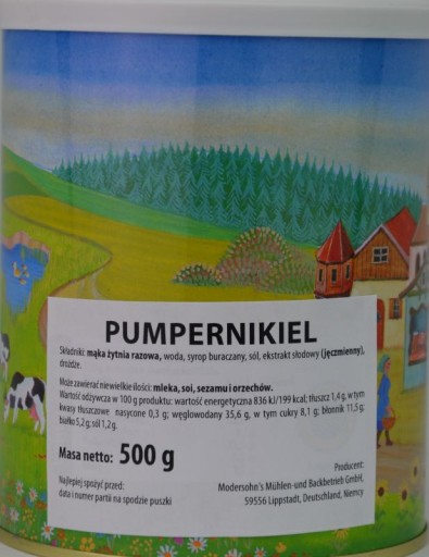 Vojenský chlieb Pumpernickel v plechovke, 500g, celozrnný