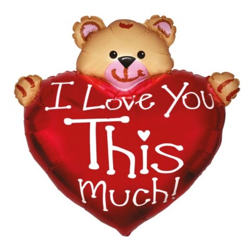 Fóliový balónik BEAR srdce I LOVE YOU na Valentína, veľký, 95 cm, na HEL