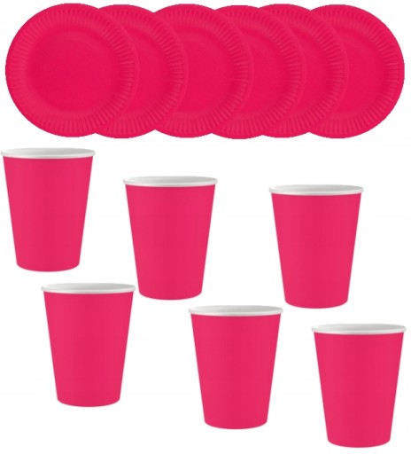 SET narodeninových pohárov, tanierov, ružových riadov