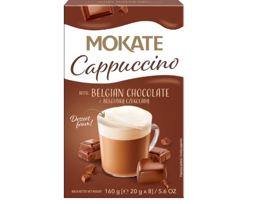 Kávový nápoj Káva Cappuccino Belgická čokoláda s penou bez espresso kávovaru 160g