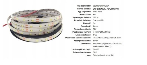 3528SMD IP65 LED PÁS SO ZÁSTRČKOU SENZOR POHYBU