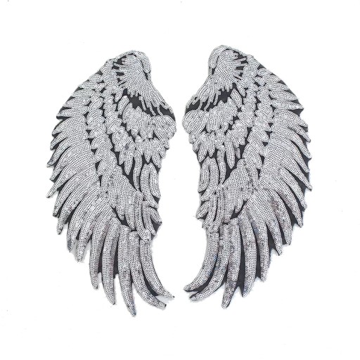 Strieborné flitre Wings nažehľovačka