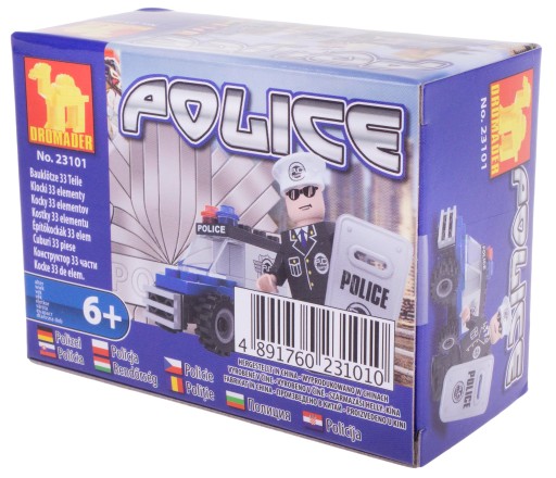DROMADER BLOKUJE POLICAJNÉ AUTO POLICAJNÉ VOZIDLO S MUŽOM 33 PRVKOV. 23101