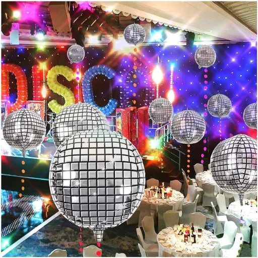 Fóliový BALÓN DISCO GALE 80. roky holografické STRIEBORNÉ