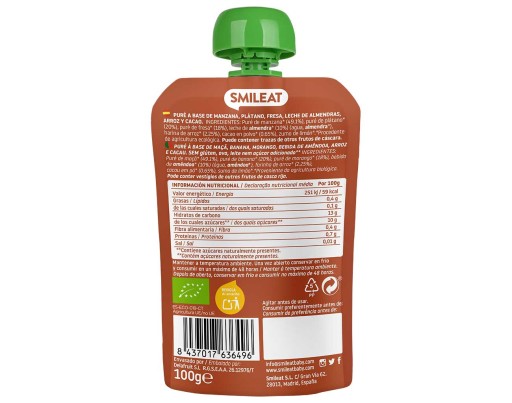 BIO KAKAOVÁ STRAWBERRY ovocná pena pre deti BEZ CUKRU A LEPKU 100g Smileat