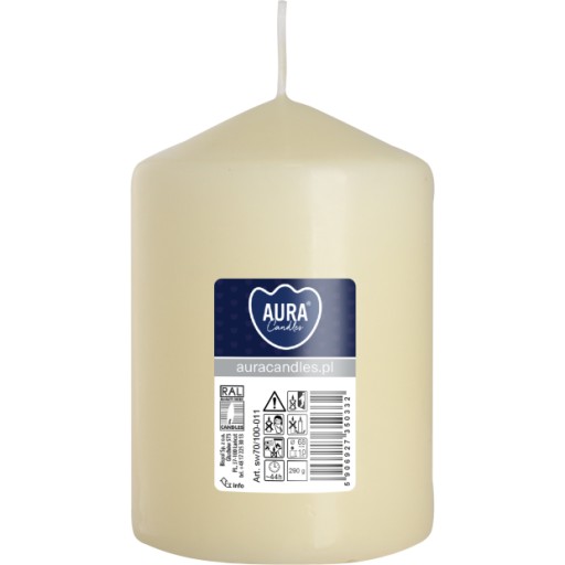BISPOL Aura 44H valcová sviečka 10CM SW70/100 ECRU