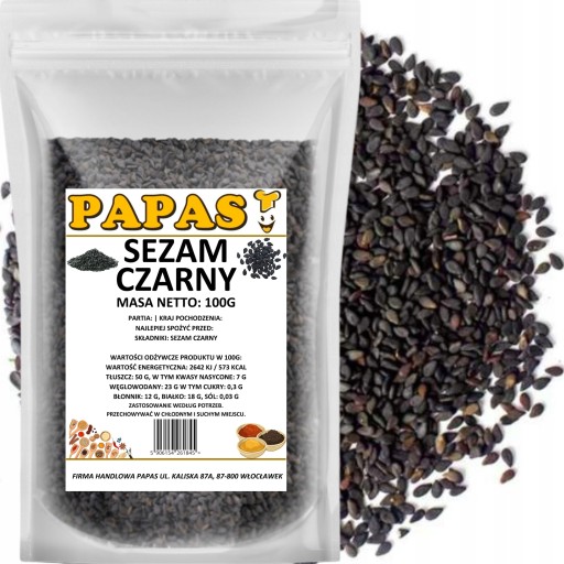 ČIERNY SEZAM 100G prírodný, aromatický, lúpaný, obilná KVALITA | PAPAS