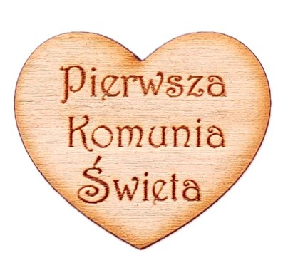 Drevená rytina SRDCE A SVÄTÉ PRIJÍMANIE 3 cm pre anjelské srdce, 5 kusov