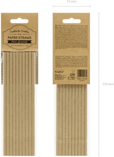 KRAFT neutrálne papierové slamky, EKOLOGICKÉ, ROVNÉ, 10 ks