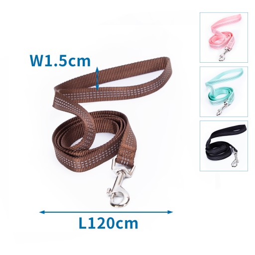 Reflexné vodítko pre psa alebo mačku, 1,5x120cm, veľkosť S