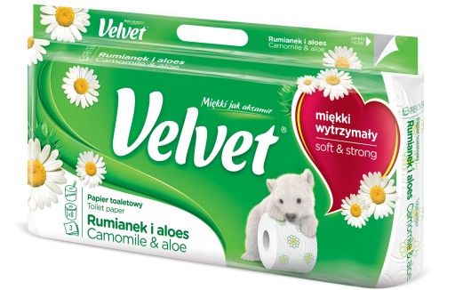 Toaletný papier Velvet Harmanček a Aloe, 3-vrstvový, 10 roliek (8+2)