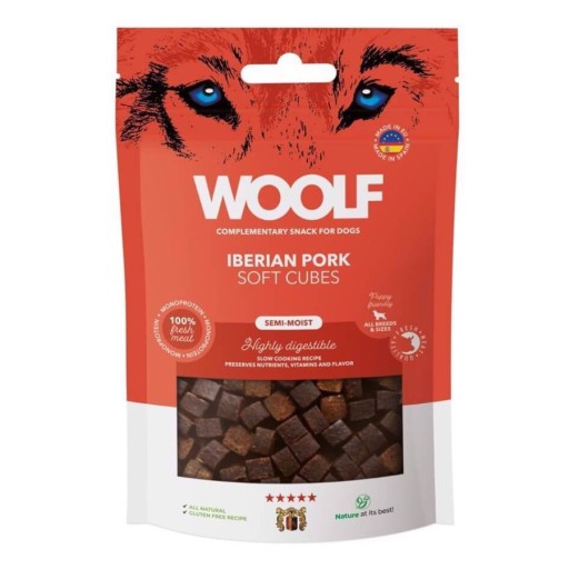 WOOLF prírodná pochúťka, jemné kocky iberského bravčového mäsa 100g