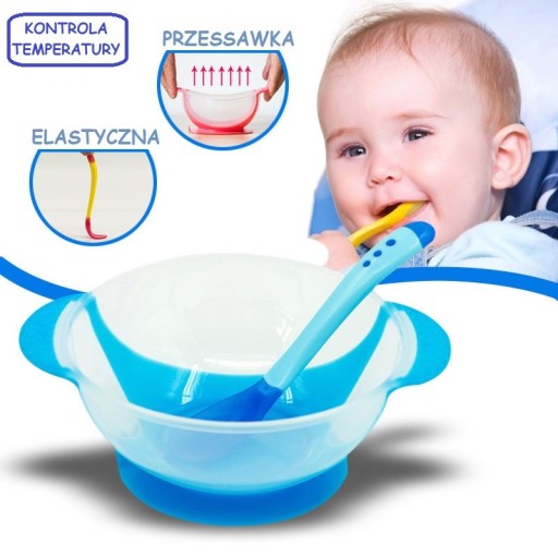 Miska, lyžica, učenie sa jesť, kontrola teploty, granátové jablko